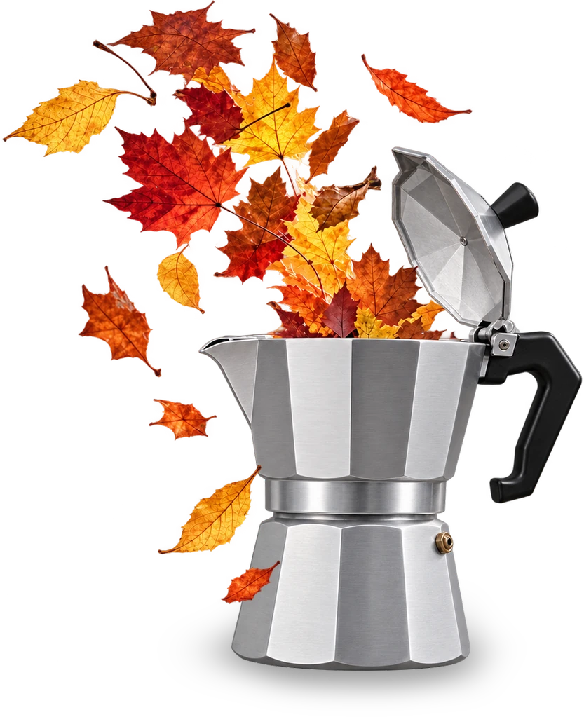 Moka con foglie autunnali